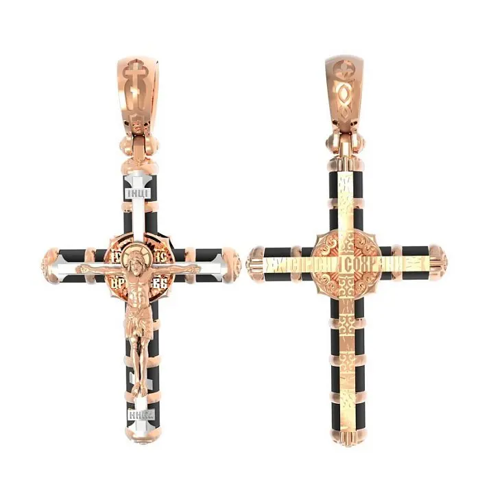 Подвеска крест из красного золота