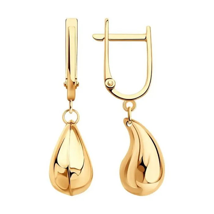 Серьги подвесные из красного золота