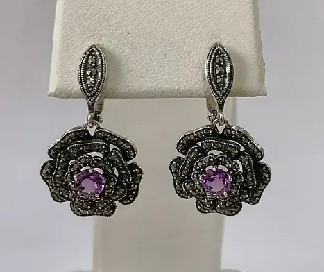 Серьги подвесные из серебра