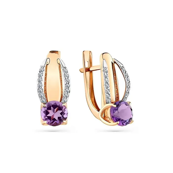 Серьги с английским замком из красного золота
