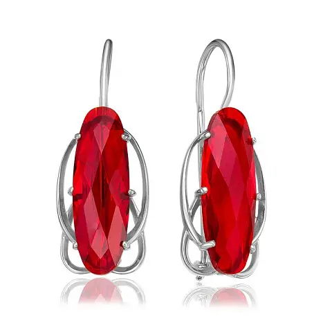 Серьги петельки из позолоты с цветными камнями