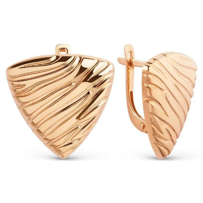 Серьги с английским замком из красного золота