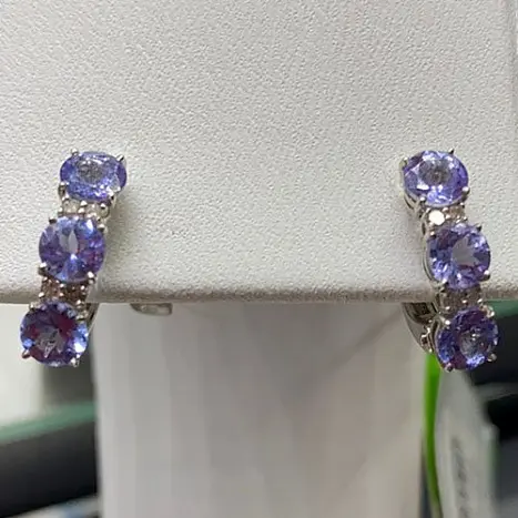 Серьги с английским замком из красного золота с танзанитами
