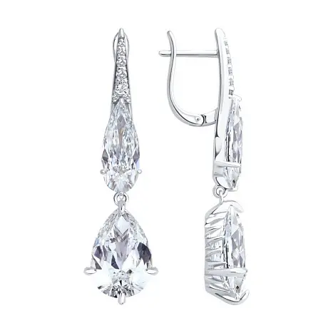 Серьги подвесные из серебра