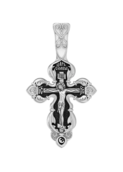 Подвеска крест из черного серебра