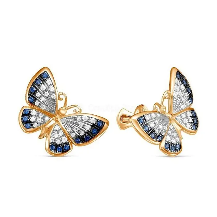 Серьги пуссеты из позолоты вид 1