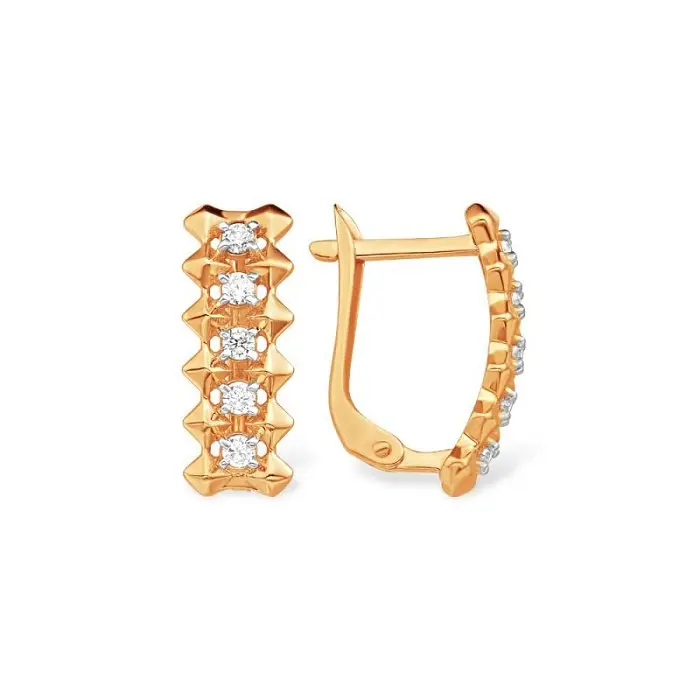 Серьги с английским замком из красного золота