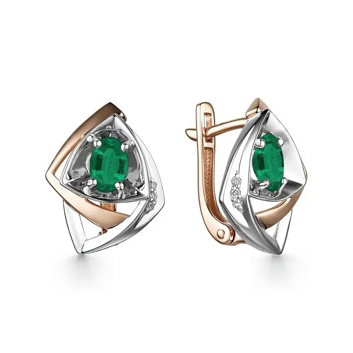 Серьги с английским замком из комбинированного золота