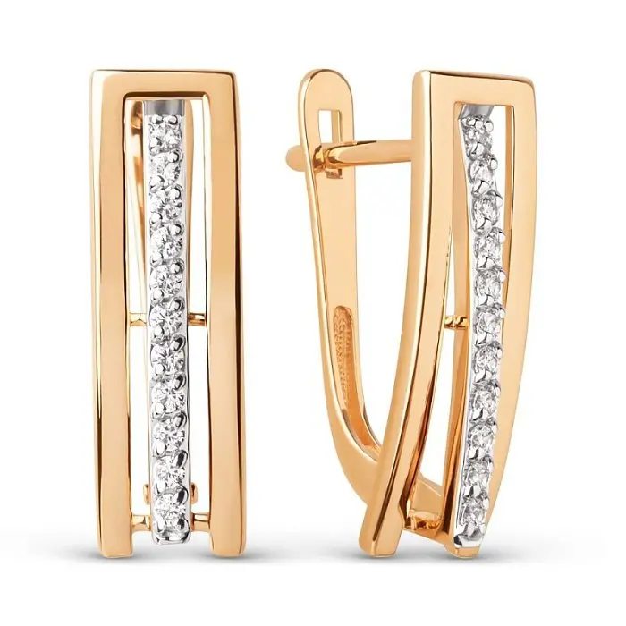 Серьги с английским замком из красного золота