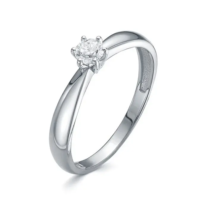 Кольцо помолвочное из белого золота