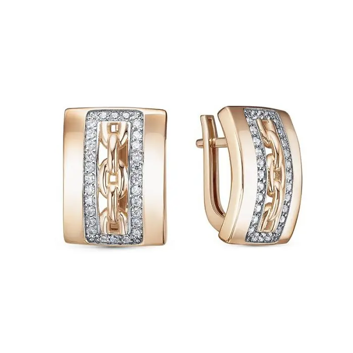 Серьги с английским замком из красного золота