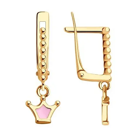 Серьги детские из красного золота