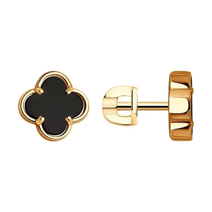 Серьги пуссеты из красного золота