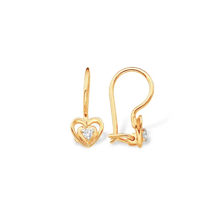 Серьги детские из красного золота