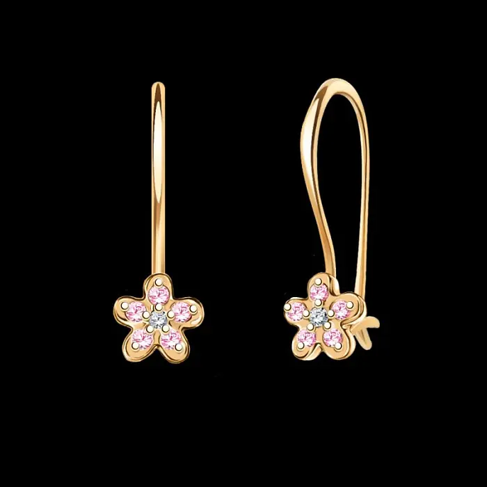 Серьги детские из красного золота