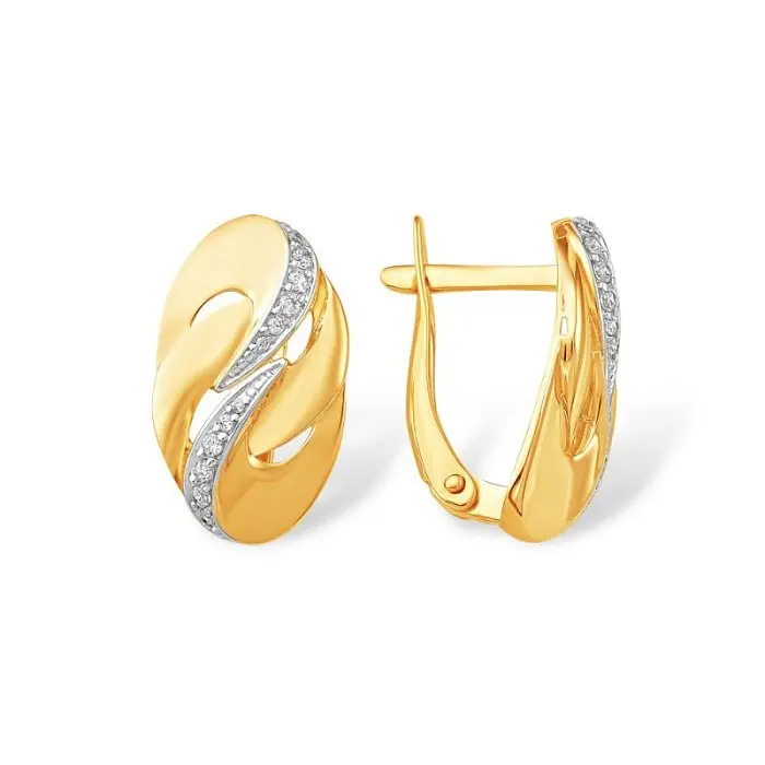 Серьги с английским замком из красного золота