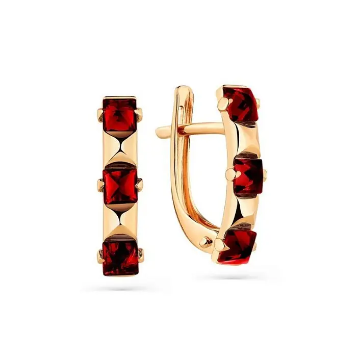 Серьги с английским замком из красного золота