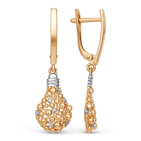 Серьги подвесные из красного золота