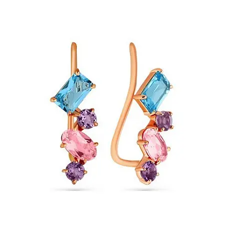 Серьги зажимы из красного золота