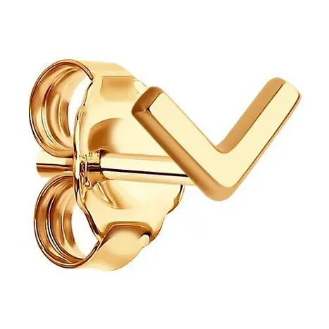 Серьги одиночные из красного золота