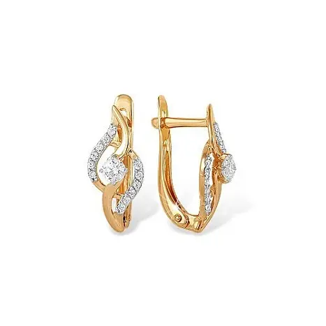 Серьги с английским замком из красного золота