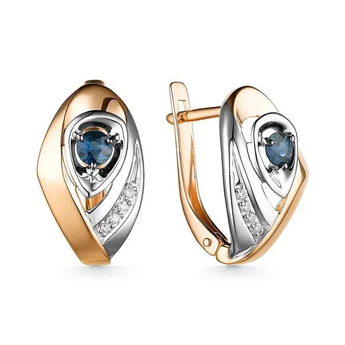 Серьги с английским замком из комбинированного золота