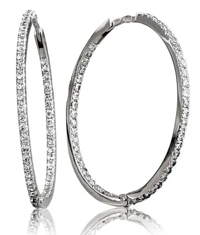 Серьги конго из серебра с фианитами