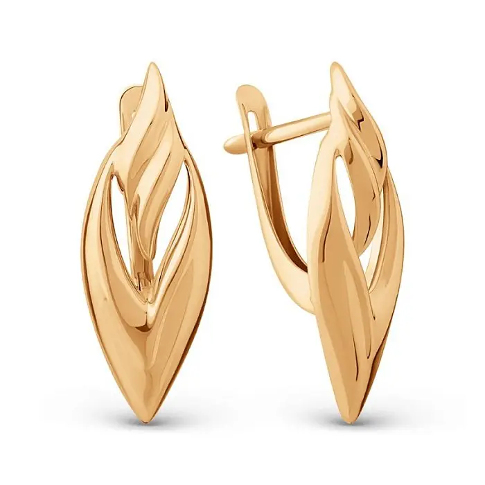 Серьги с английским замком из красного золота