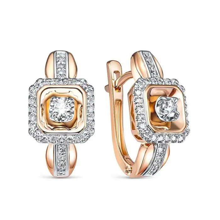 Серьги с английским замком из комбинированного золота