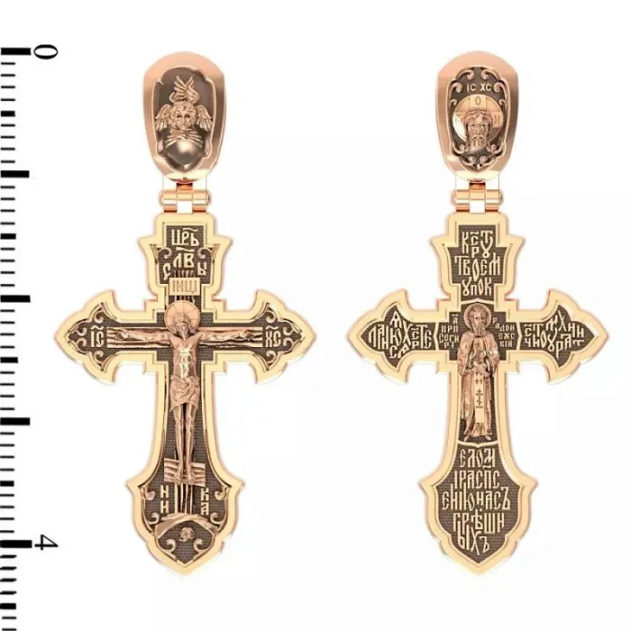 Подвеска крест из красного золота
