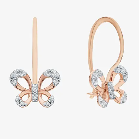 Серьги детские из комбинированного золота