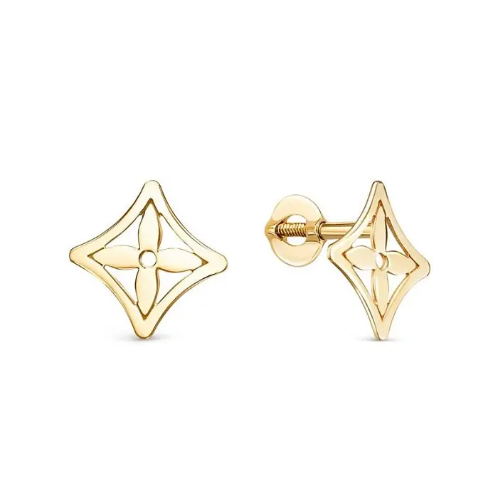 Серьги пуссеты из желтого золота