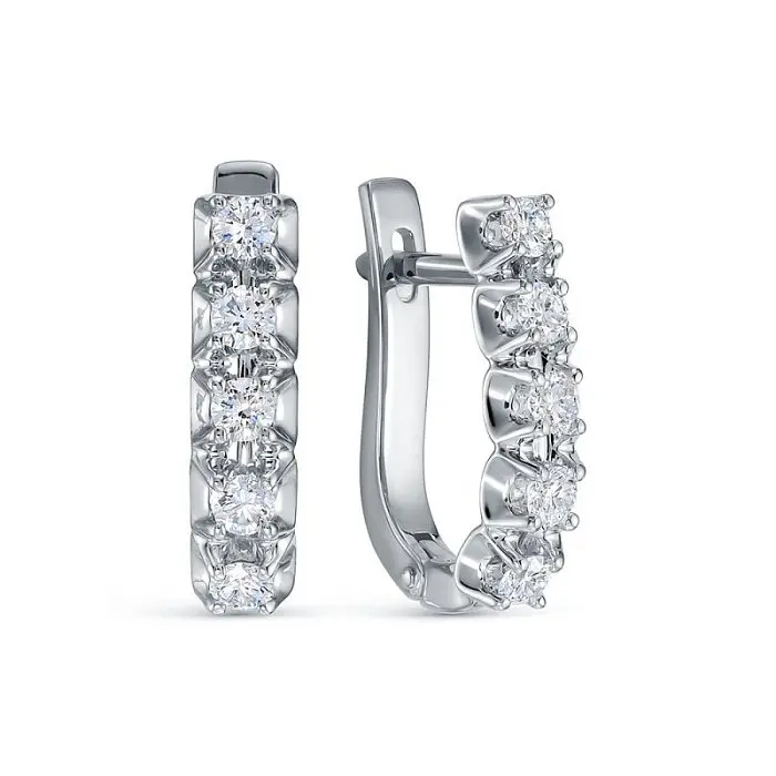 Серьги с английским замком из белого золота