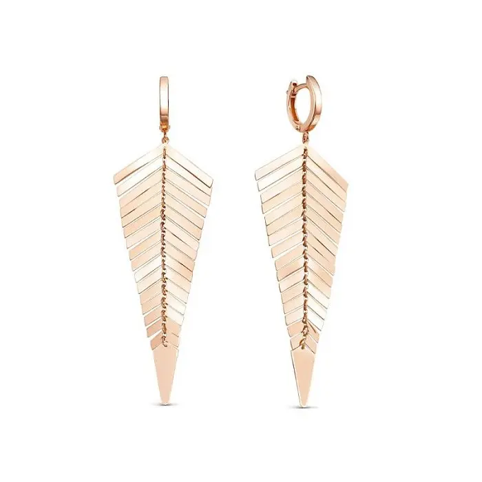 Серьги подвесные из красного золота