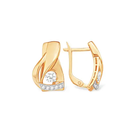 Серьги с английским замком из красного золота