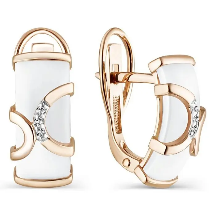 Серьги с английским замком из красного золота