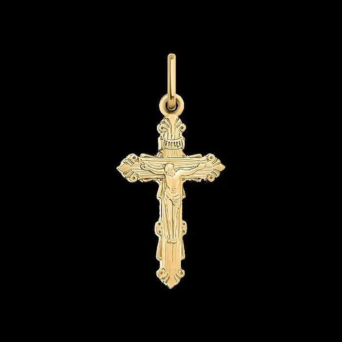 Подвеска крест из красного золота