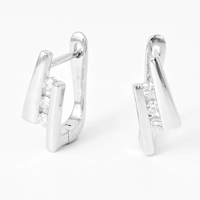 Серьги с английским замком из серебра