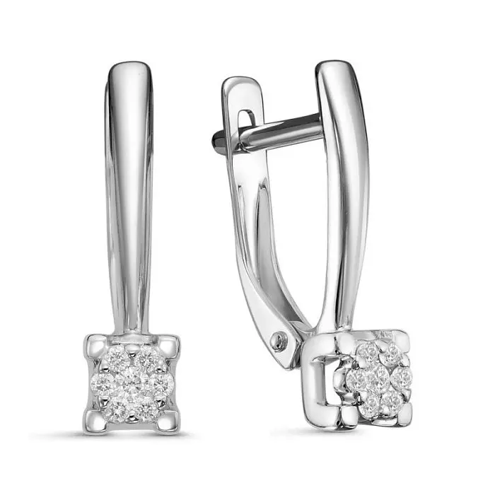 Серьги с английским замком из белого золота вид 1