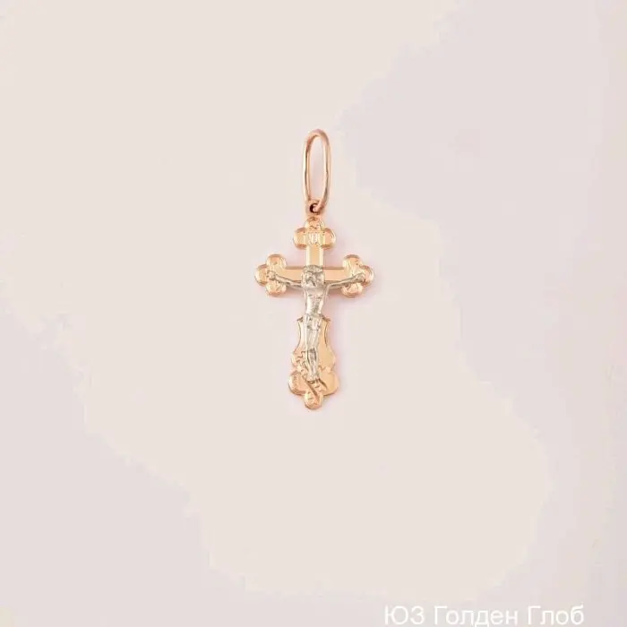 Подвеска крест из красного золота