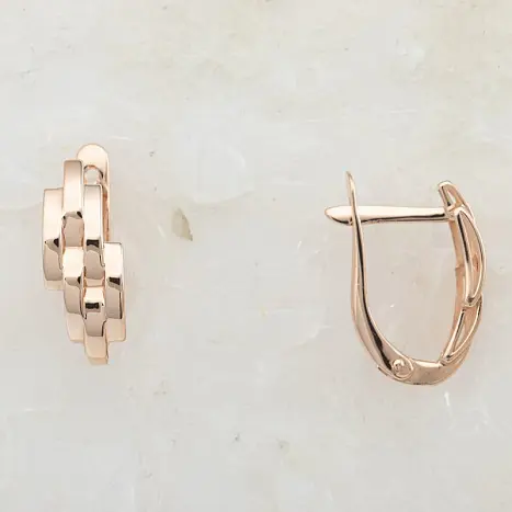 Серьги с английским замком из красного золота