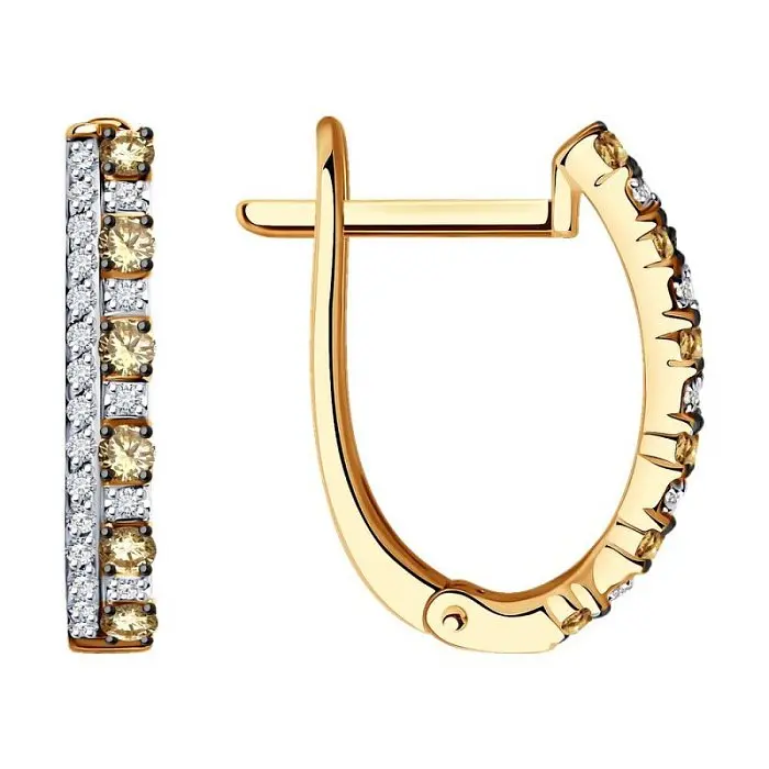 Серьги с английским замком из комбинированного золота