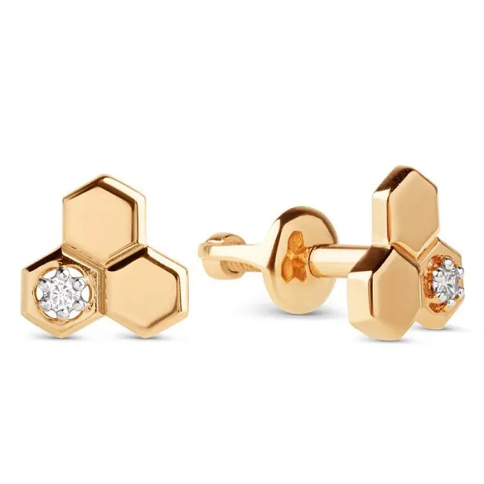 Серьги пуссеты из красного золота