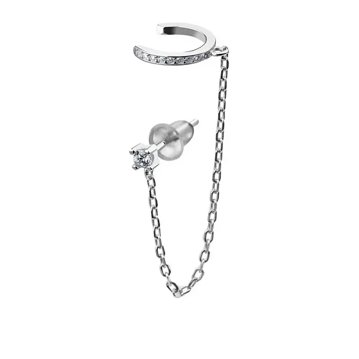 Серьги каффы из серебра