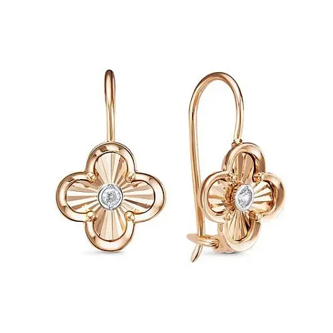 Серьги петельки из красного золота