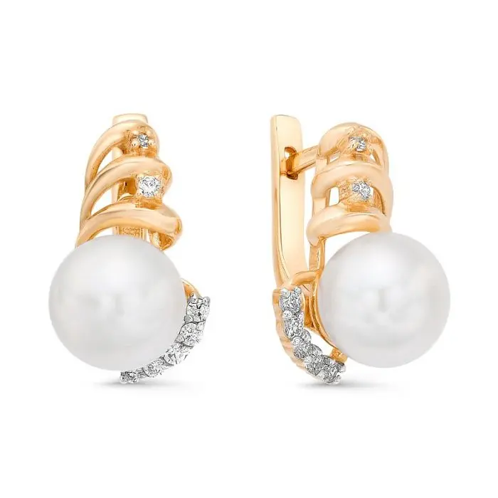 Серьги с английским замком из красного золота