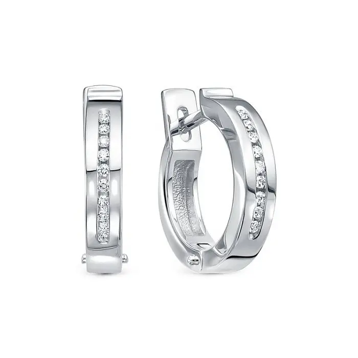 Серьги с английским замком из белого золота