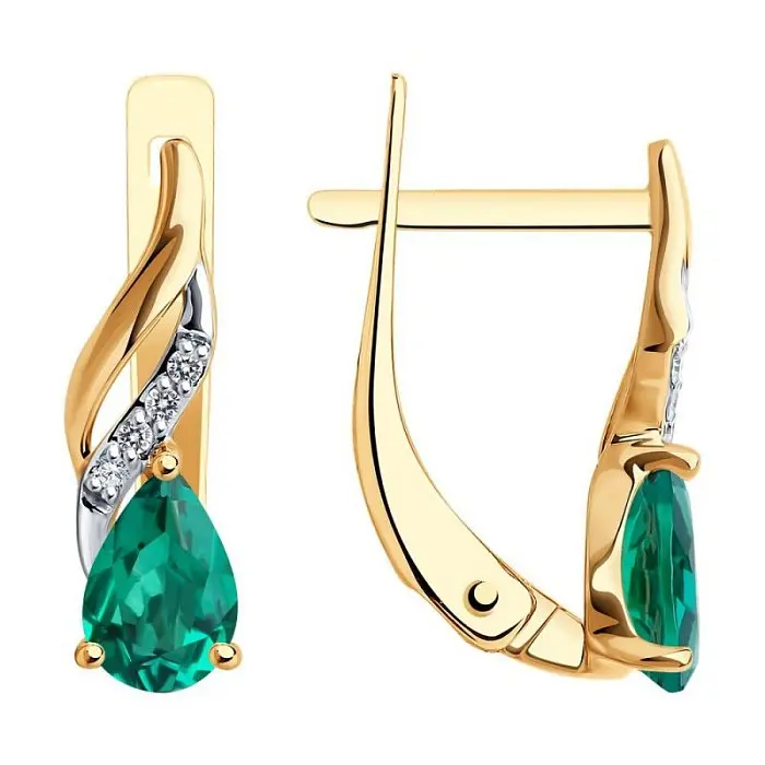 Серьги с английским замком из комбинированного золота