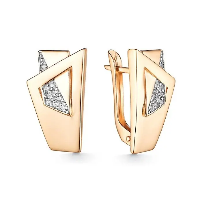 Серьги с английским замком из красного золота