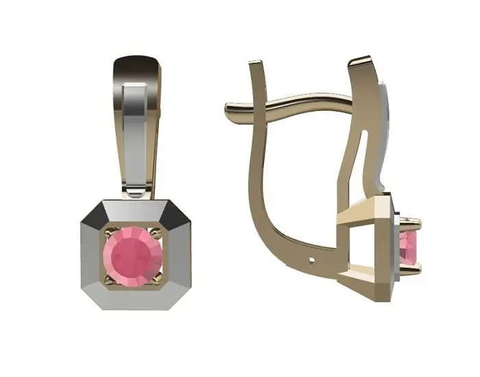 Серьги с английским замком из красного золота